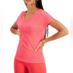 Ideology Women's V-Neck Short Sleeve, Shadow Stripe T-Shirt